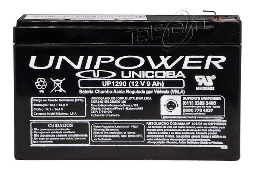 Bateria Unipower 12v 9a Nobreaks Alarmes