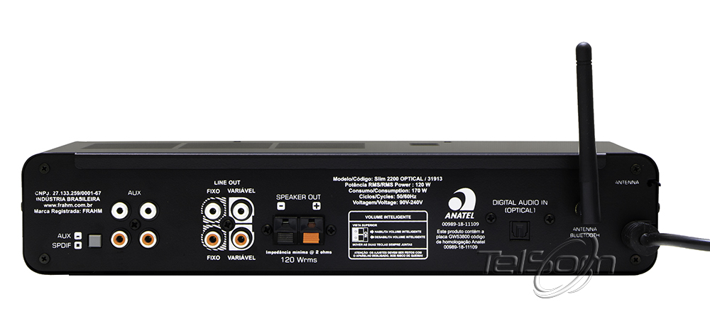 Amplificador C/ Bluetooth USB/SD/FM Frahm Slim 2200 Optical