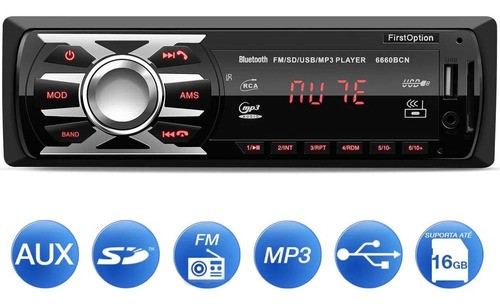 Auto Radio Mp3 Aux Fm Usb Sd Player Bluetooth  - First Option 6660