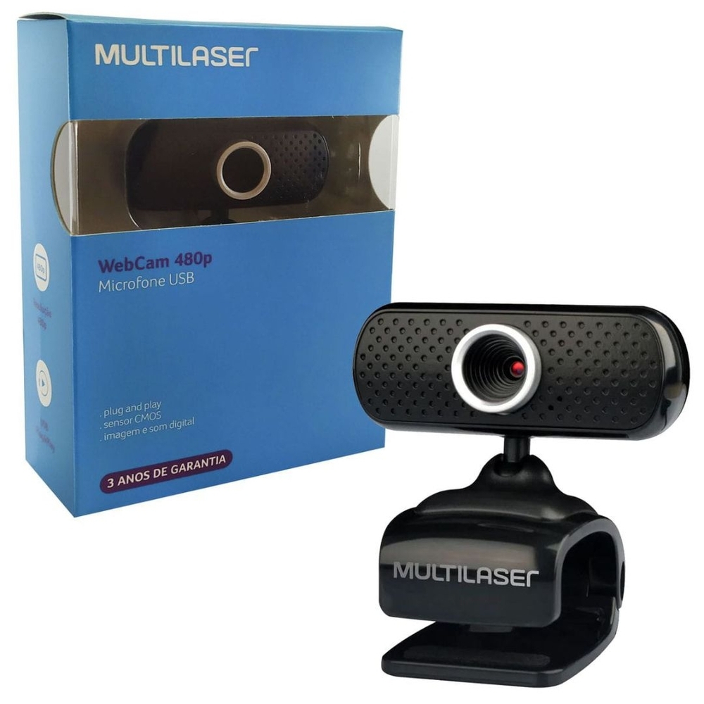 Webcam Plug e Play 480P Mic Usb Preto - WC051