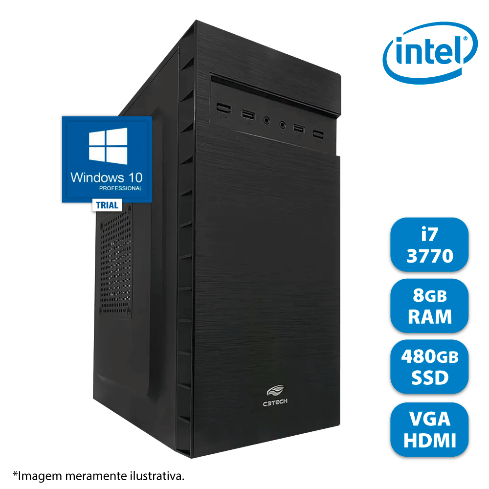 COMPUTADOR INTEL CORE I7 3770 8GB RAM SSD 480GB WINDOWS 10 PRO TRIAL  - GAÚCHA DISTRIBUIDORA DE INFORMÁTICA