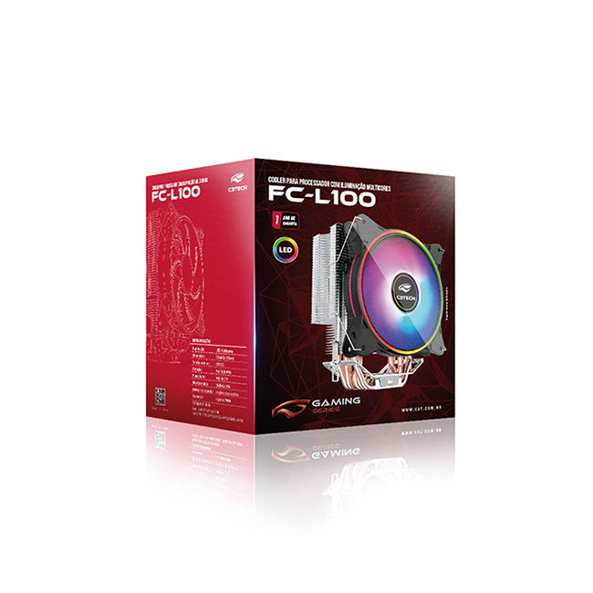 COOLER INTEL/AMD C/ LED  FC-L100M - C3TECH  - GAÚCHA DISTRIBUIDORA DE INFORMÁTICA