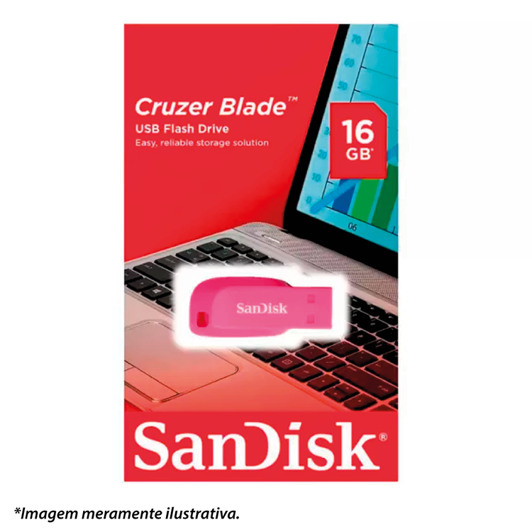 PEN DRIVE 16GB SANDISK CRUZER BLADE USB 2.0 ROSA SDCZ50C-016G-B35PE - GAÚCHA DISTRIBUIDORA DE INFORMÁTICA