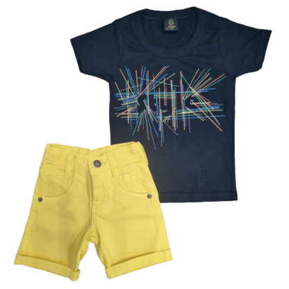 Bermuda Amarela com Camiseta Style Infantil