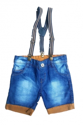 Bermuda Jeans com Suspensório