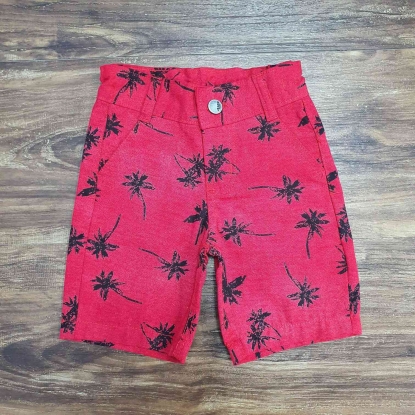 Bermuda Jeans Vermelha Coqueiros Infantil