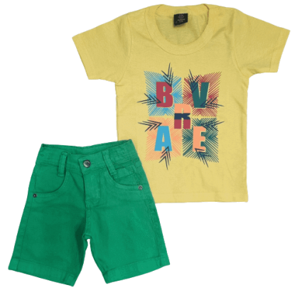 Bermuda Verde com Camiseta Amarela Brave Infantil