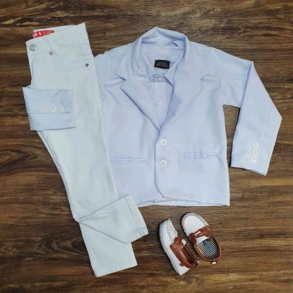Calça Branca com Camisa e Blazer - Look Batizado