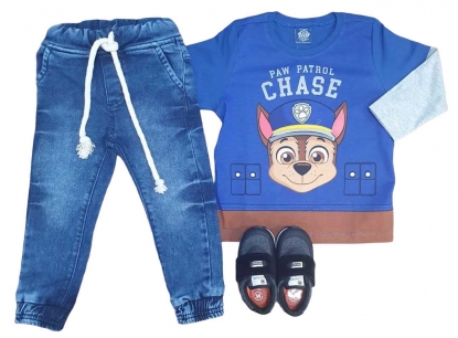 Calça Jogger com Camiseta Patrulha Canina Azul Infantil
