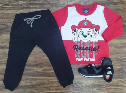 Calça Jogger com Camiseta Patrulha Canina Vermelha Infantil