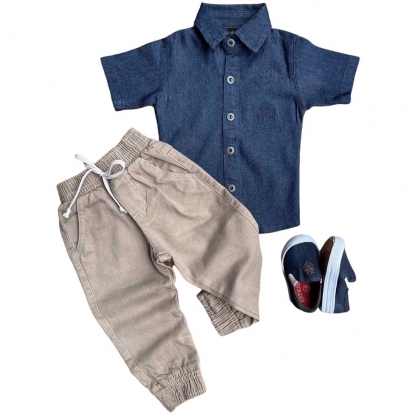 Camisa Azul Marinho com Calça Jogger Infantil