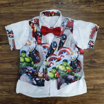 Camisa com Colete e Gravata Avengers Infantil