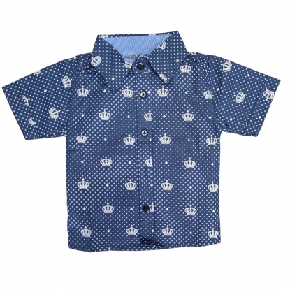 Camisa Coroas Infantil Azul Marinho