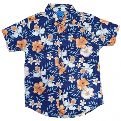 Camisa Floral Infantil Azul