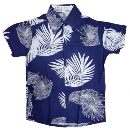 Camisa Infantil Floral Azul Marinho