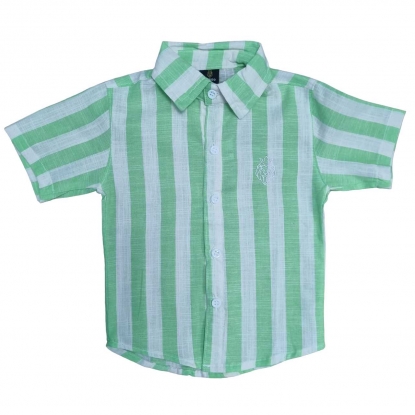 Camisa Linho Listrada Verde Infantil