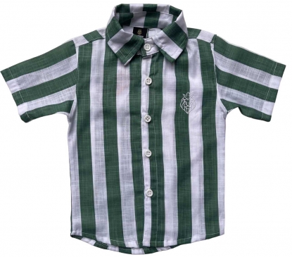 Camisa Linho Verde Listrada Infantil