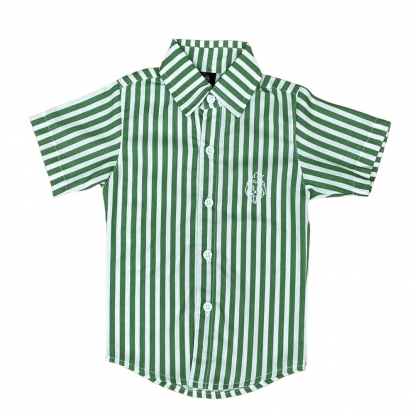 Camisa Manga Curta Listrada Verde Infantil