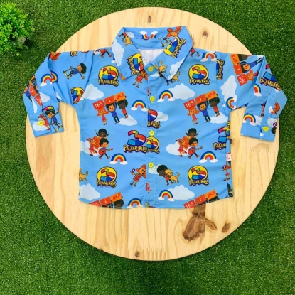 Camisa Manga Longa 3 Palavinhas Azul Infantil