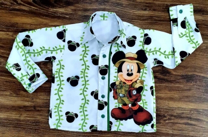 Camisa Manga Longa Mickey Safari Branca Infantil