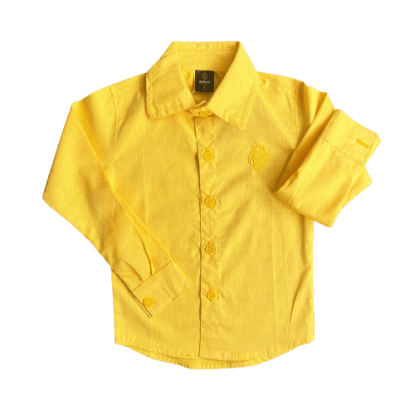 Camisa Social Amarela com Bolinhas Infantil