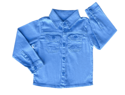 Camisa Social Azul com Bolsos Infantil