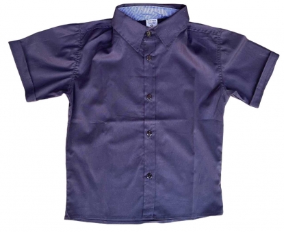 Camisa Social Azul Marinho Curta Infantil