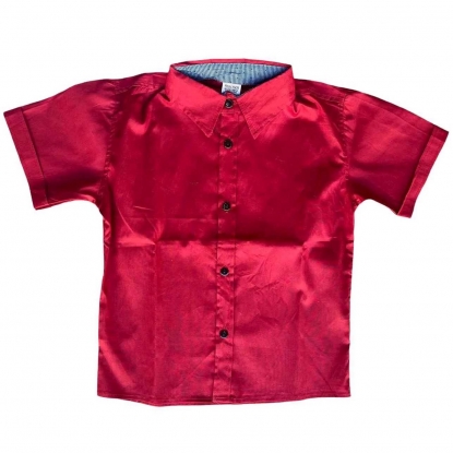 Camisa Social Curta Vermelha Infantil