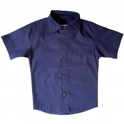 Camisa Social Infantil Azul Marinho Manga Curta