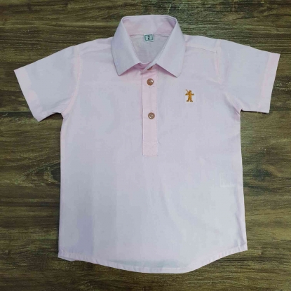 Camisa Bata Social Rosa com Botões Infantil