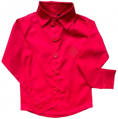 Camisa Social Vermelha Manga Longa Infantil