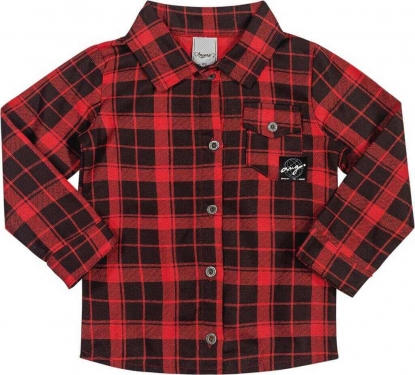 Camisa Xadrez com Bolso Vermelho e Preto Infantil