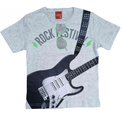 Camiseta Cinza Rock Infantil