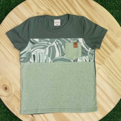 Camiseta Curta Verde Floral Infantil