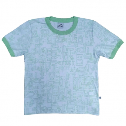 Camiseta Game Start Verde Agua Infantil