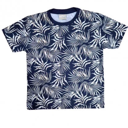Camiseta Infantil Azul Floral