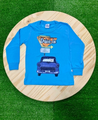 Camiseta Longa Drive-In Azul Infantil