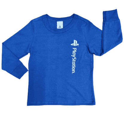 Camiseta Manga Longa Azul Playstation Infantil