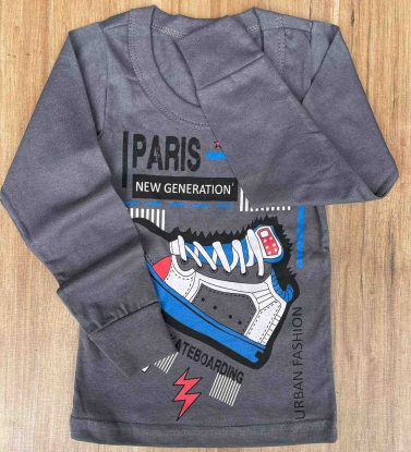 Camiseta Manga Longa Cinza Tênis Paris Infantil