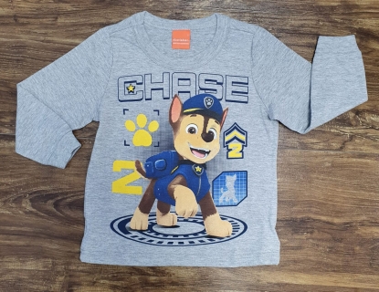 Camiseta Longa Cinza Chase Patrulha Canina Infantil