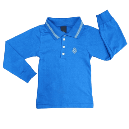 Camiseta Polo Manga Longa Azul Royal Infantil
