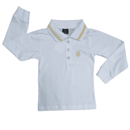 Camiseta Polo Manga Longa Branca Infantil