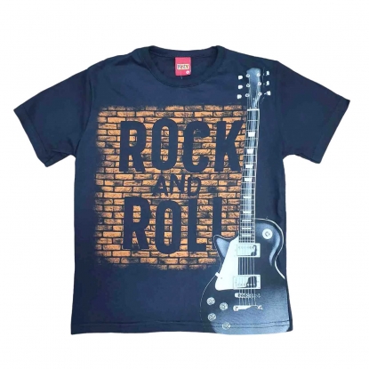 Camiseta Preta Rock and Roll Infantil