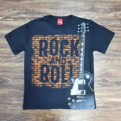 Camiseta Preta Rock and Roll Infantil