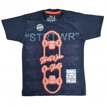 Camiseta Preta Skate STRTWR Infantil