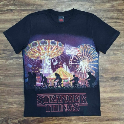 Camiseta Preta Stranger Things Infantil