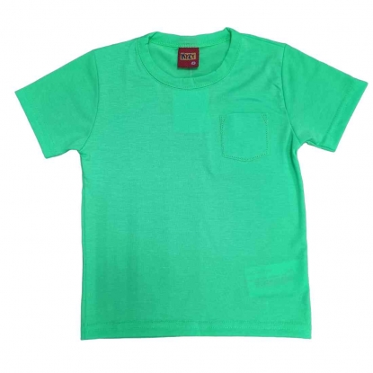 Camiseta Verde Básica com Bolso Infantil