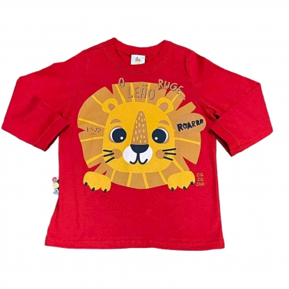 Camiseta Vermelha Leão Roar Infantil