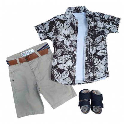 Conjunto Bermuda com Camisa Curta Floral Infantil