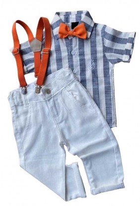 Conjunto Camisa Listrada Infantil com Calça e Kit